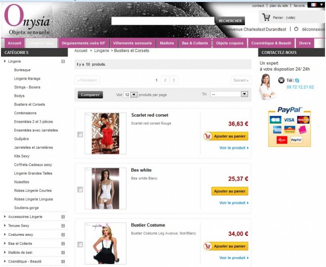 Onysia – site E-Commerce de lingerie